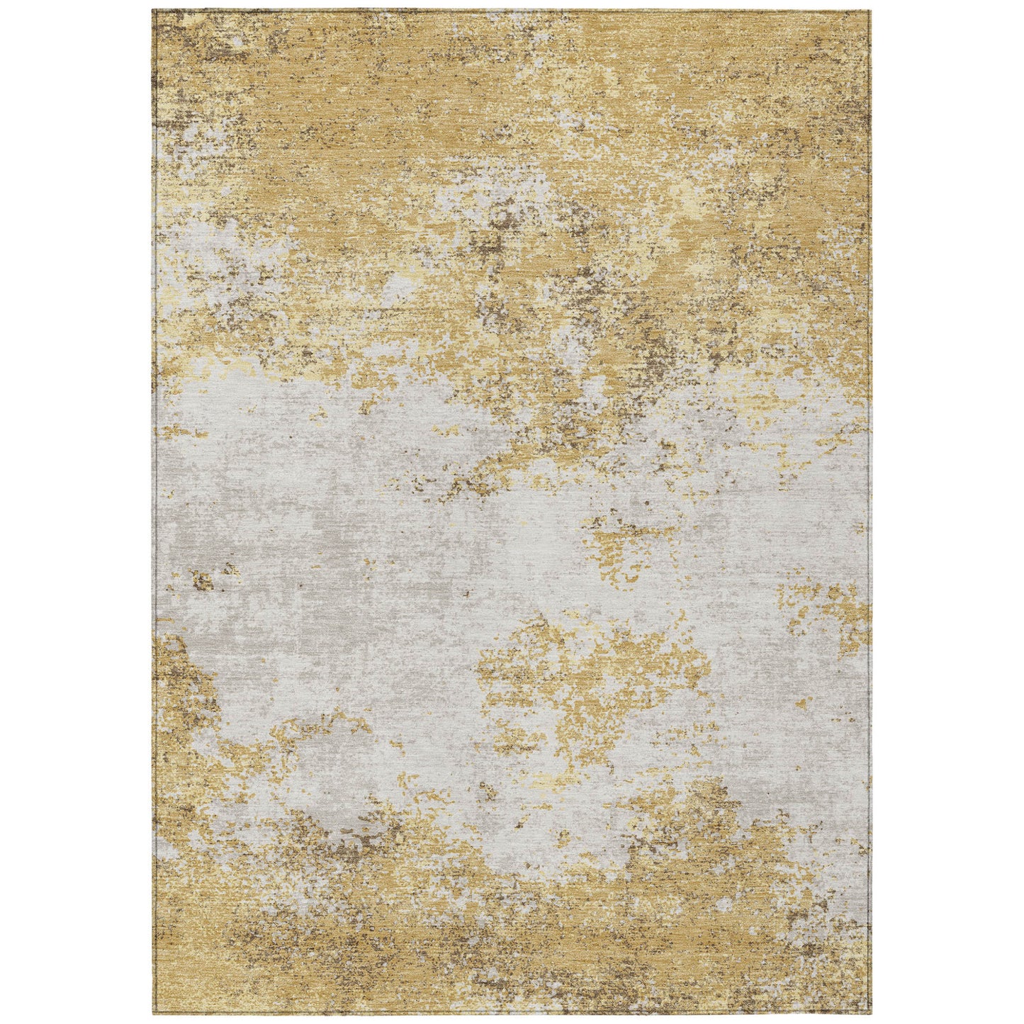 5' X 8' Gold Brown And Beige Abstract Washable Indoor Outdoor Area Rug