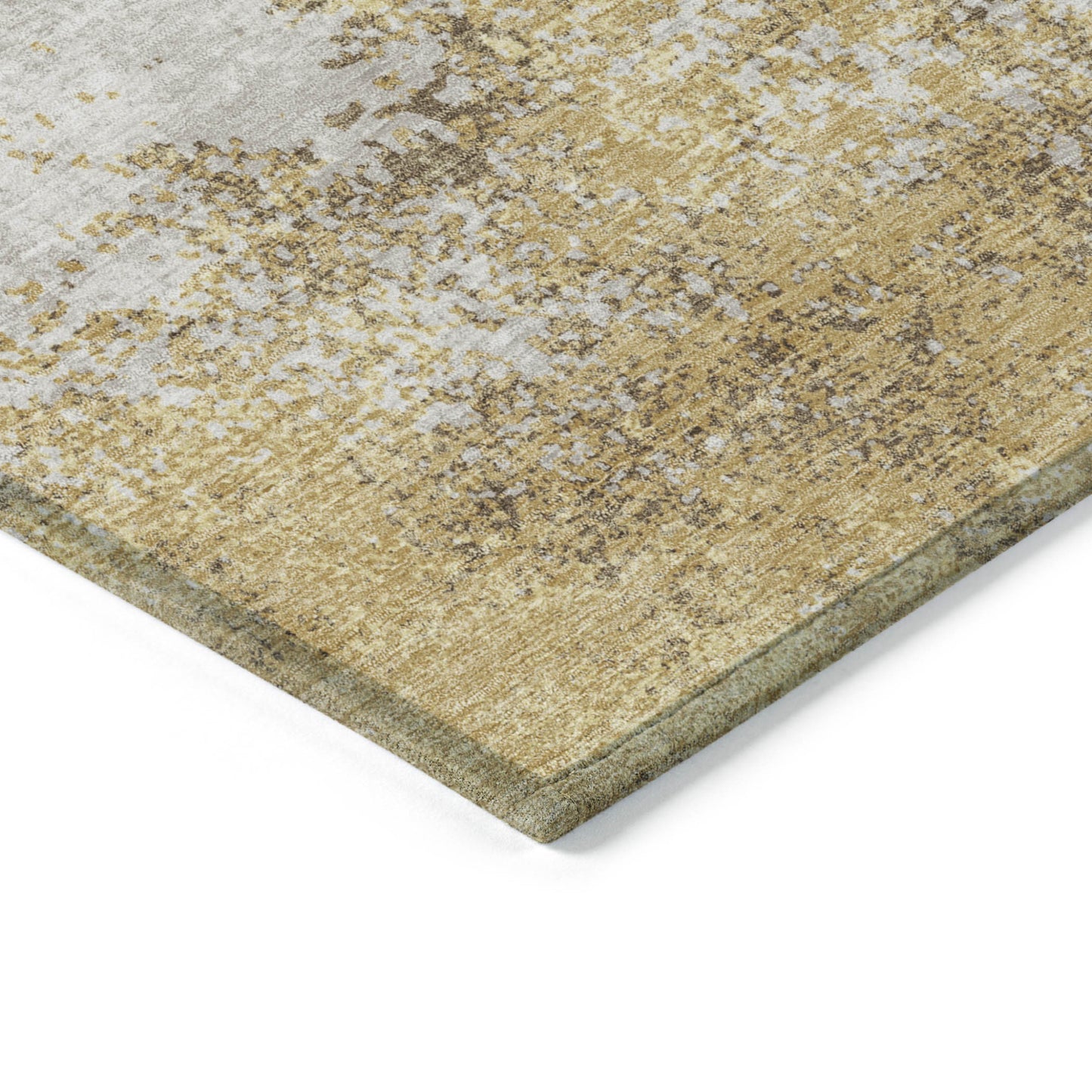 5' X 8' Gold Brown And Beige Abstract Washable Indoor Outdoor Area Rug