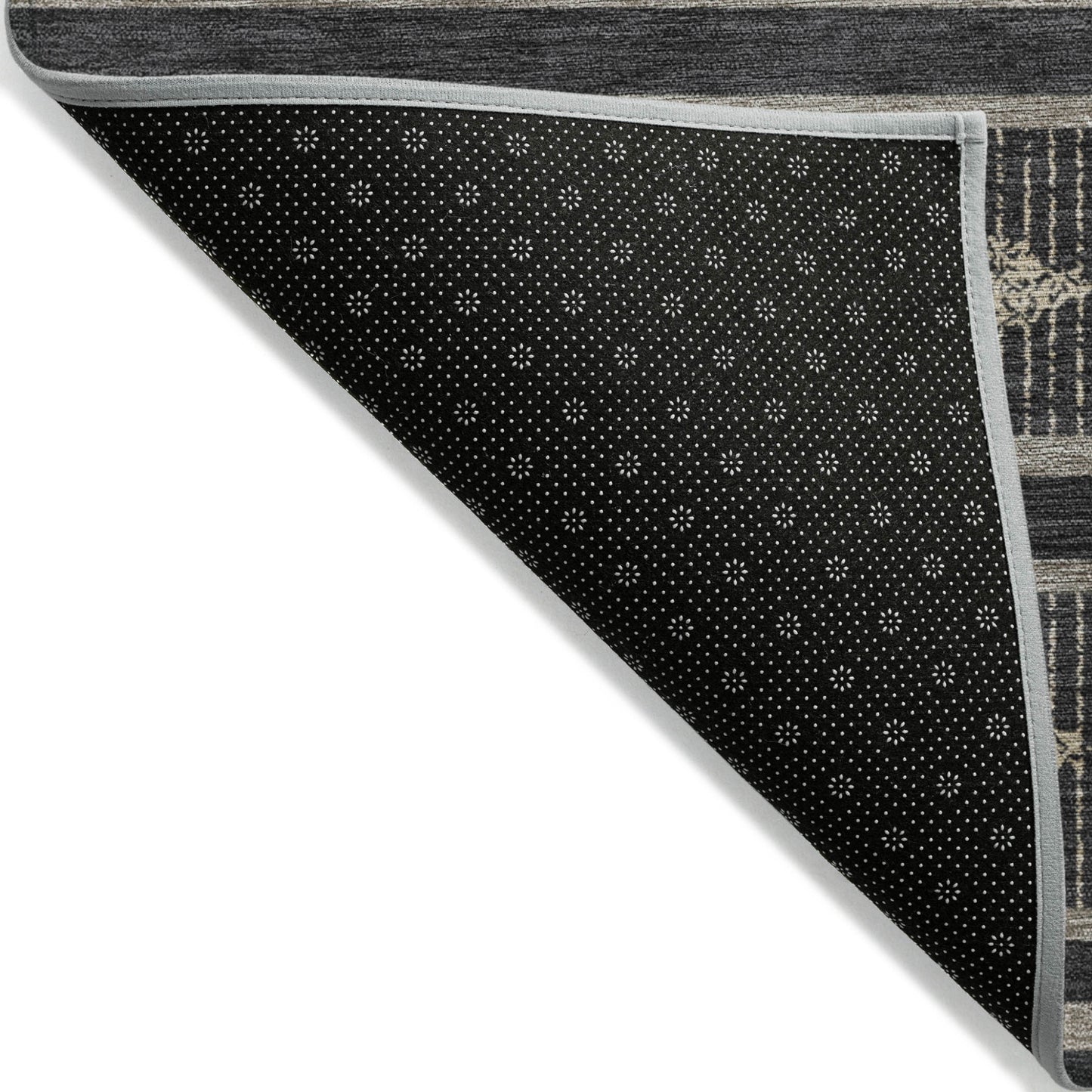 10' X 14' Black And Beige Geometric Washable Indoor Outdoor Area Rug