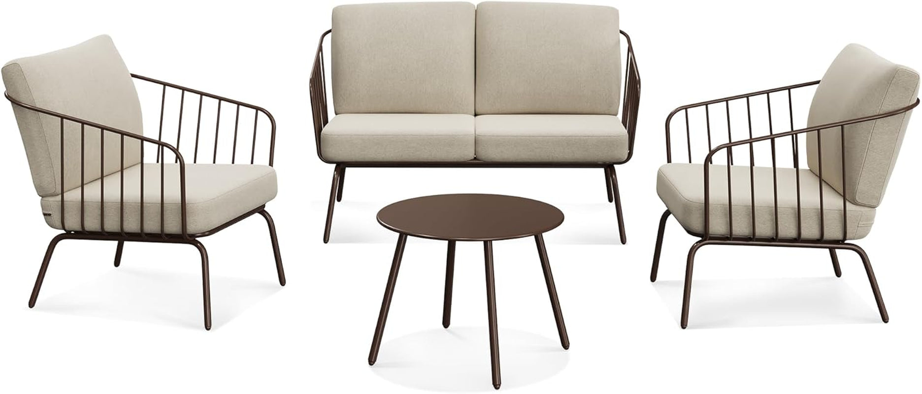 Modern 4-Piece Patio Furniture Set with Thick Cushions-0