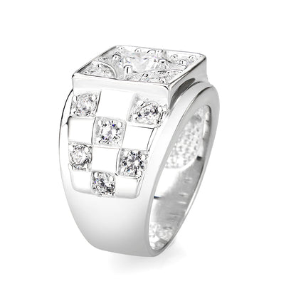 LO5S164- Sterling Silver   Ring with Clear CZ   High Polished(No Plated)-3