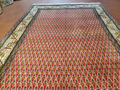 6x9 Finely Woven Turkish Tribal Rug, Boteh/Paisley Pattern, Red & Beige Area Rug, Vintage Wool Carpet, Entryway Rug, Hand-Knotted Foyer Rug-2