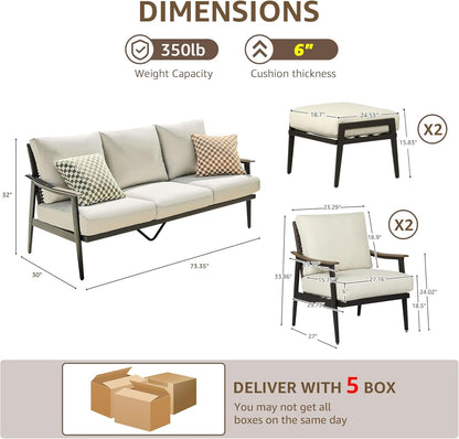 Modern 7 Piece Outdoor Patio Furniture Conversation Set