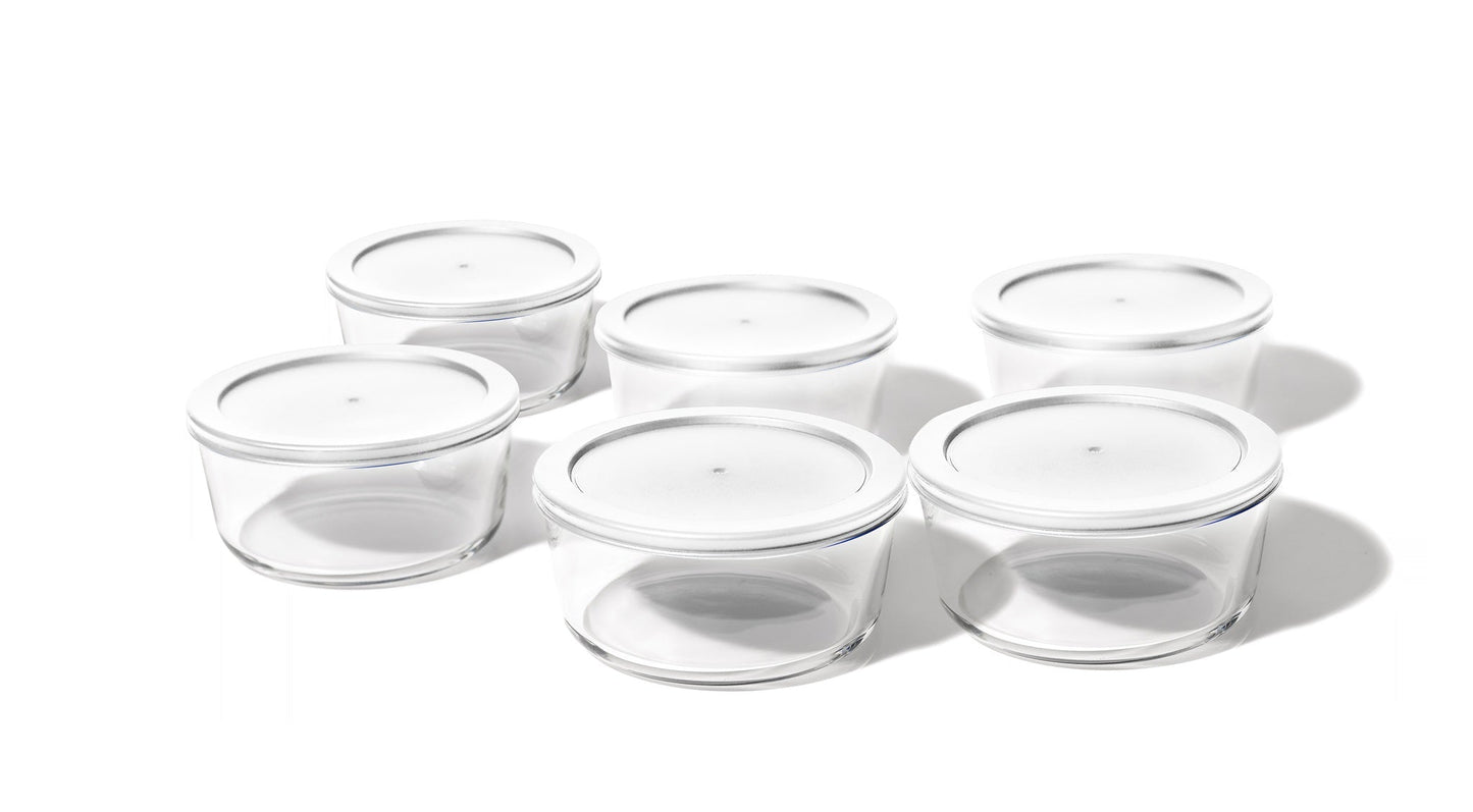 Glass Food Storage Containers - 12 Piece 4 Cup Set (6 Containers + 6 Lids)White-2