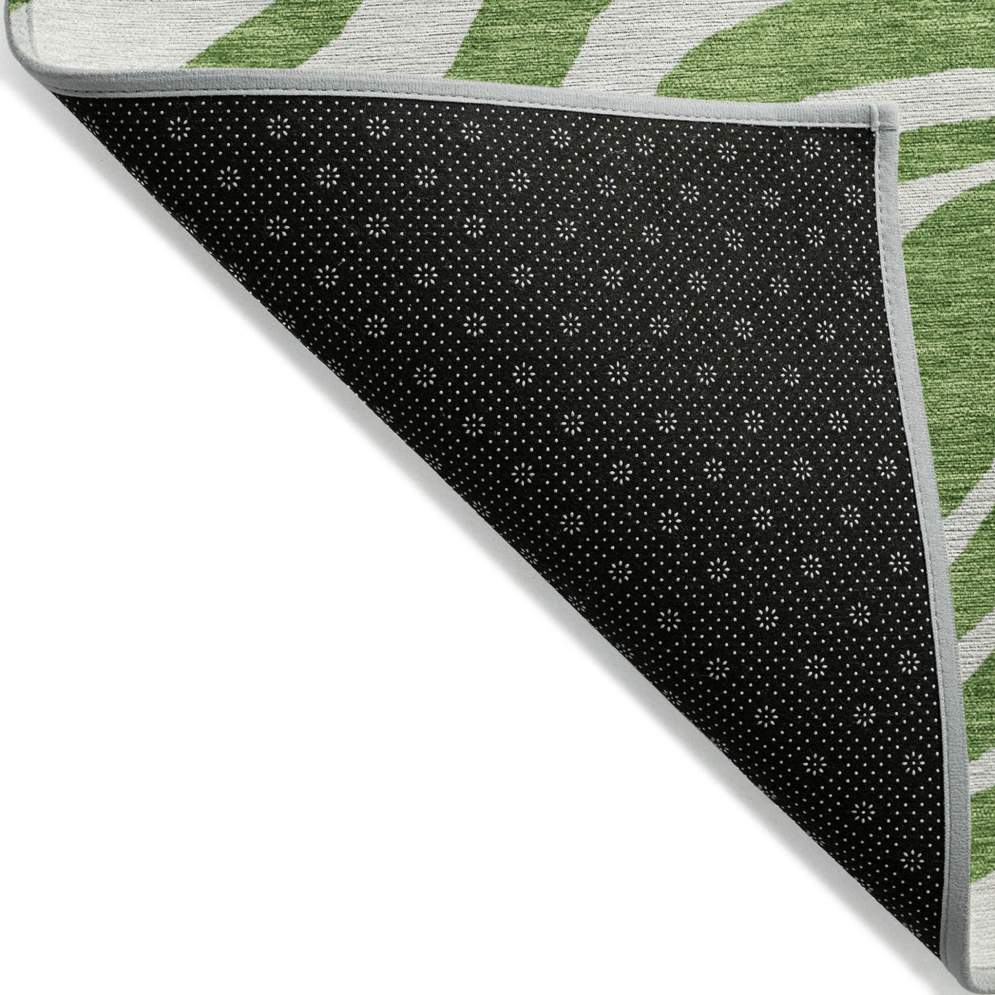 8' Green And Ivory Round Animal Print Washable Indoor Outdoor Area Rug