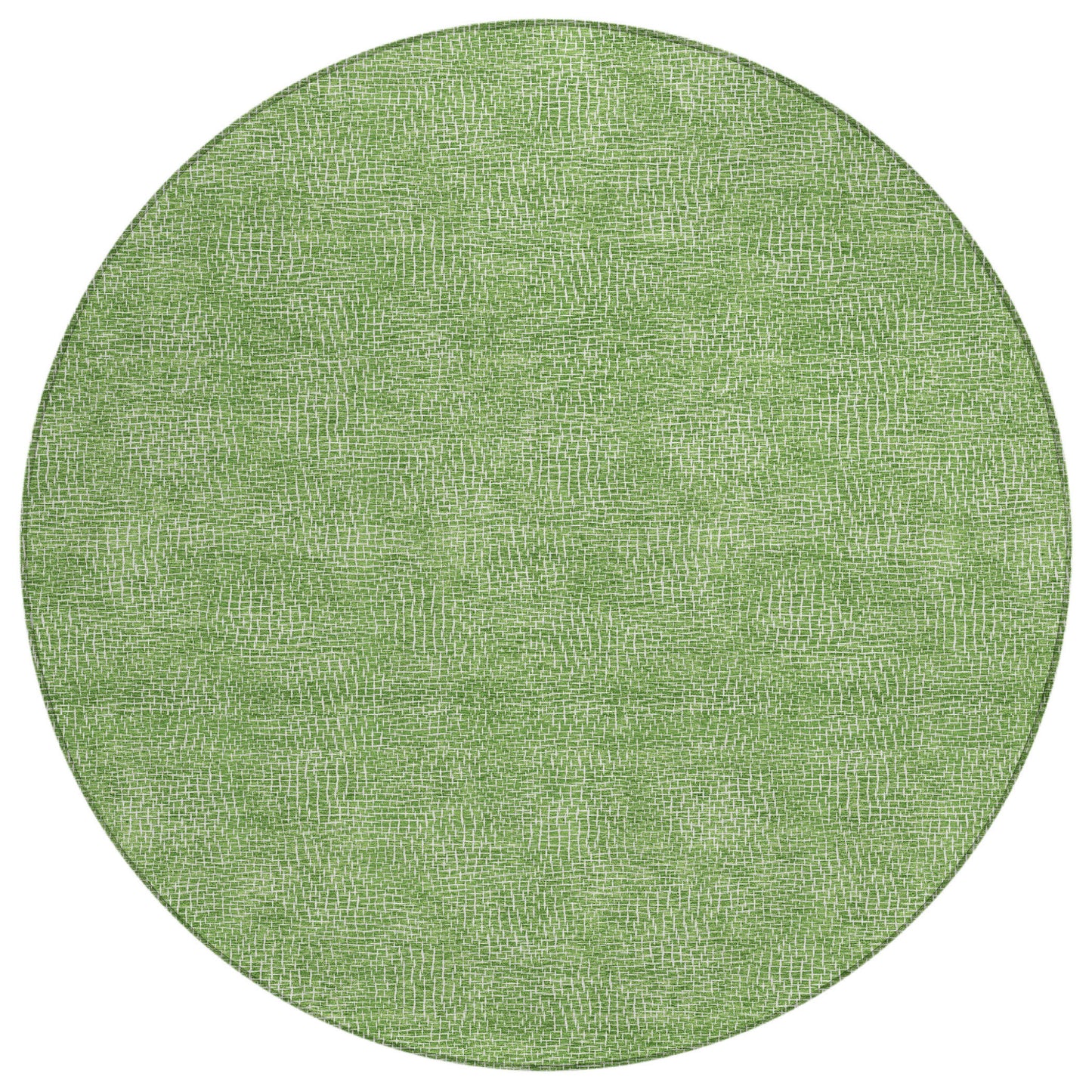8' Green And Ivory Round Geometric Washable Indoor Outdoor Area Rug