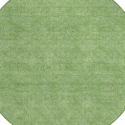 8' Green And Ivory Round Geometric Washable Indoor Outdoor Area Rug