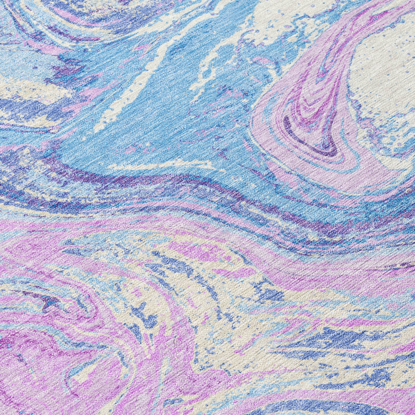 8' X 10' Sky Blue Lavender And Ivory Abstract Washable Indoor Outdoor Area Rug