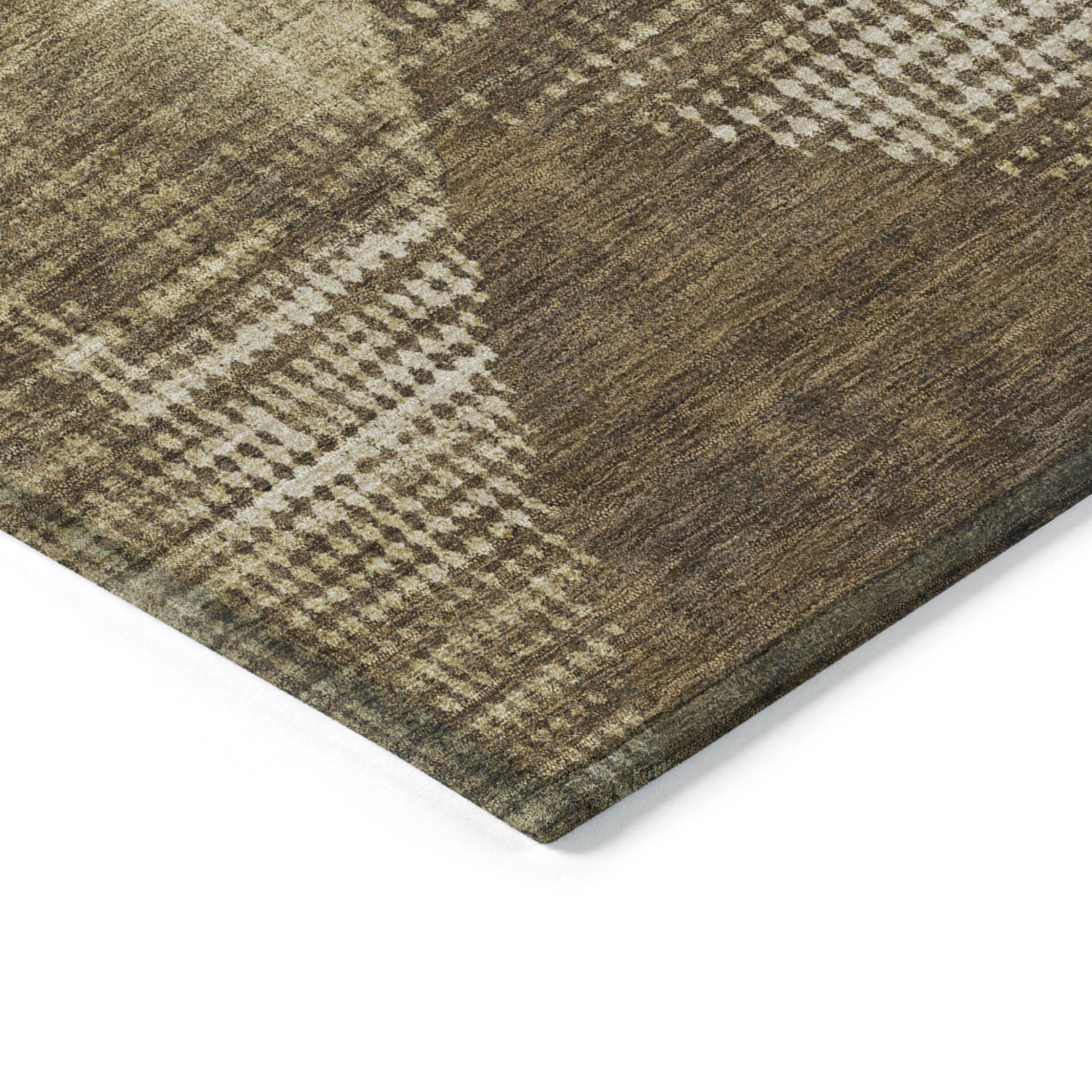 10' X 14' Brown And Beige Geometric Washable Indoor Outdoor Area Rug