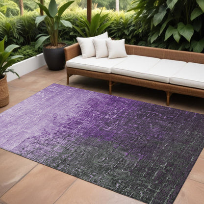 9' X 12' Purple And Dark Gray Ombre Washable Indoor Outdoor Area Rug