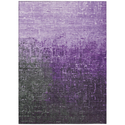 9' X 12' Purple And Dark Gray Ombre Washable Indoor Outdoor Area Rug