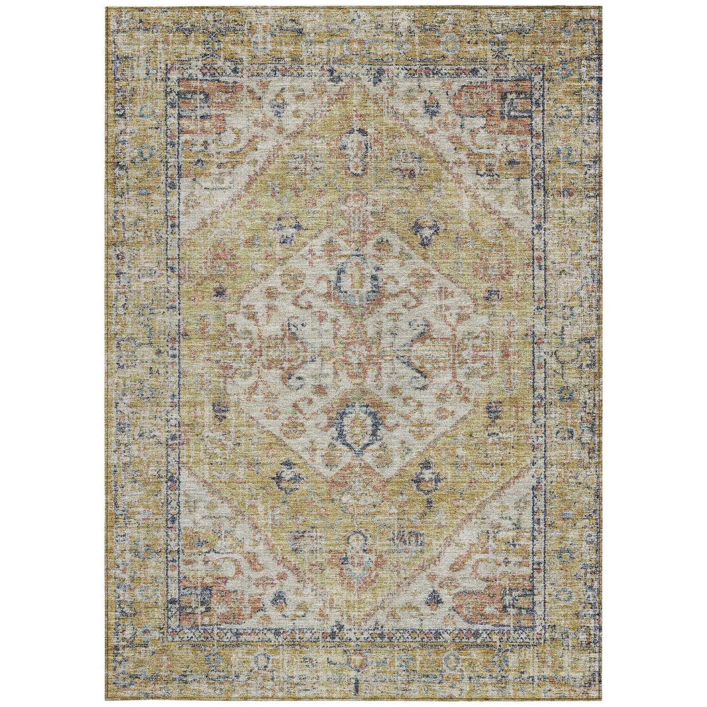 9' X 12' Wheat Terra Cotta And Black Oriental Washable Indoor Outdoor Area Rug