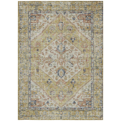 9' X 12' Wheat Terra Cotta And Black Oriental Washable Indoor Outdoor Area Rug