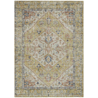 9' X 12' Wheat Terra Cotta And Black Oriental Washable Indoor Outdoor Area Rug