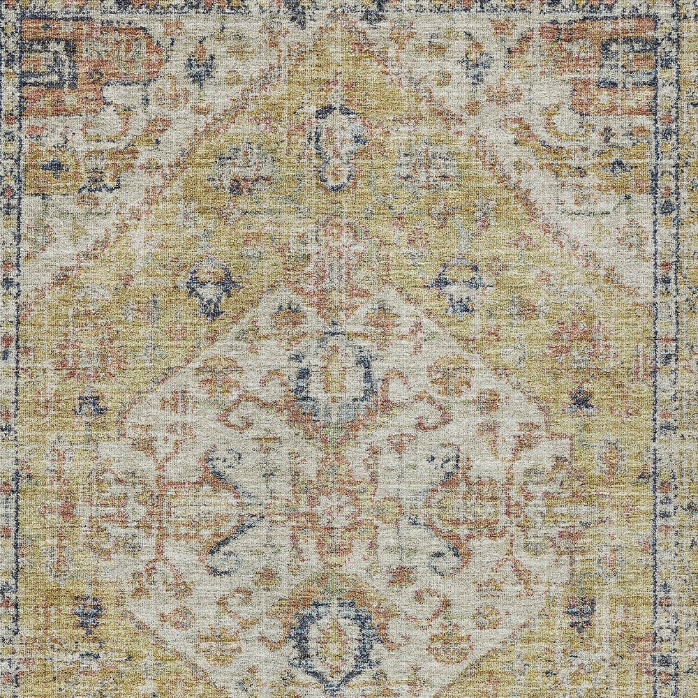 9' X 12' Wheat Terra Cotta And Black Oriental Washable Indoor Outdoor Area Rug
