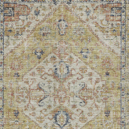 9' X 12' Wheat Terra Cotta And Black Oriental Washable Indoor Outdoor Area Rug