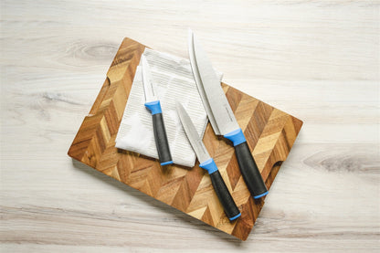 Duo-Grip 3 Piece Kitchen Knife Set With Blade Guards, Blue-1