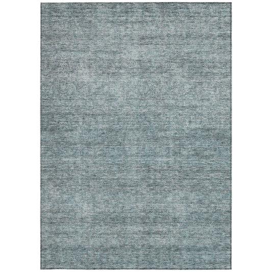 3' X 5' Blue And Ivory Abstract Washable Indoor Outdoor Area Rug