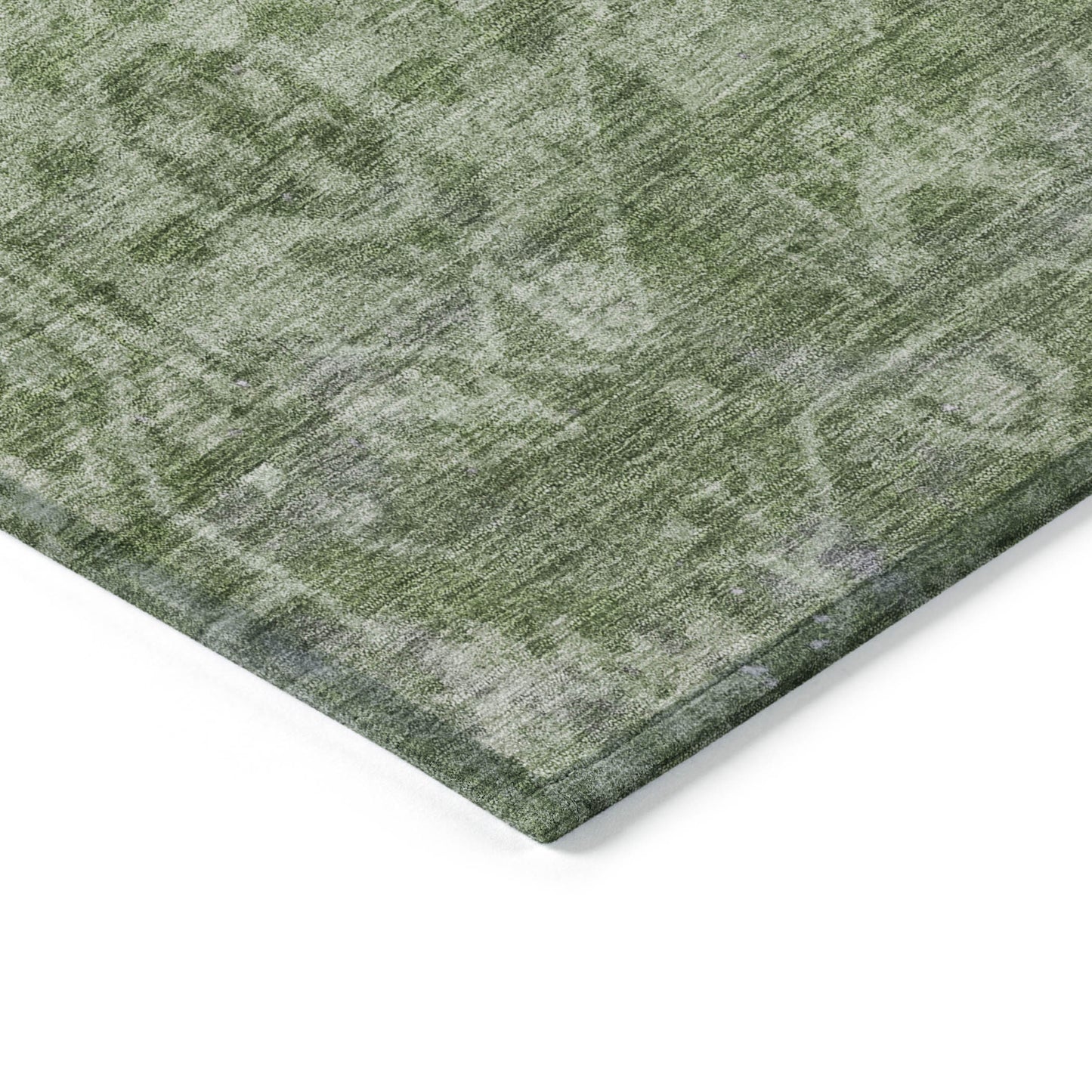5' X 8' Fern Green Oriental Washable Indoor Outdoor Area Rug