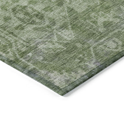 5' X 8' Fern Green Oriental Washable Indoor Outdoor Area Rug