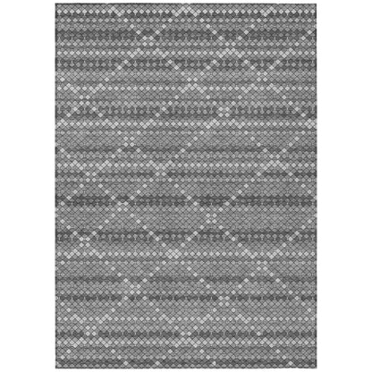 10' X 14' Gray And Silver Geometric Washable Indoor Outdoor Area Rug
