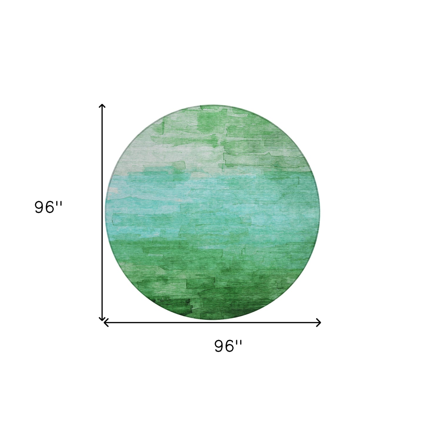 8' Green And Teal Blue Round Striped Washable Indoor Outdoor Area Rug