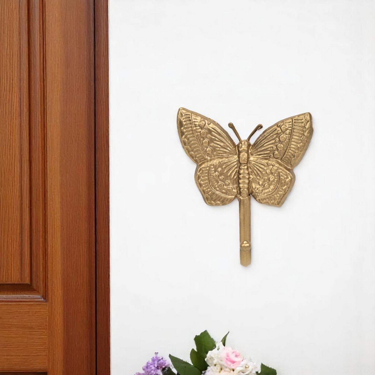 5" Gold Cast Iron Butterfly Wall Hook