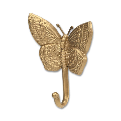 5" Gold Cast Iron Butterfly Wall Hook
