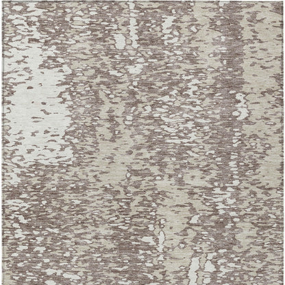 5' X 8' Taupe And Ivory Abstract Washable Indoor Outdoor Area Rug