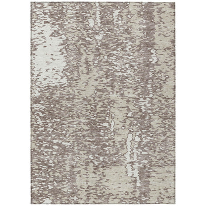 5' X 8' Taupe And Ivory Abstract Washable Indoor Outdoor Area Rug