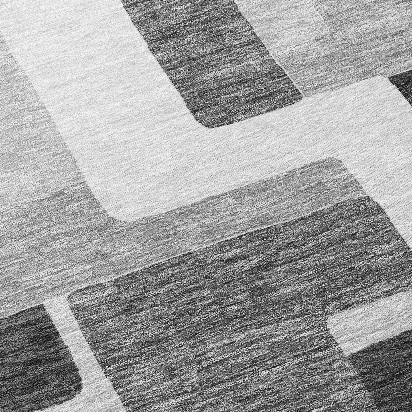 8' Silver Ivory And Charcoal Round Geometric Washable Indoor Outdoor Area Rug