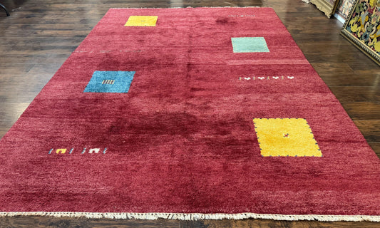 Modern Indo Persian Gabbeh Rug 7x10, Red, Tribal Area Rug-0