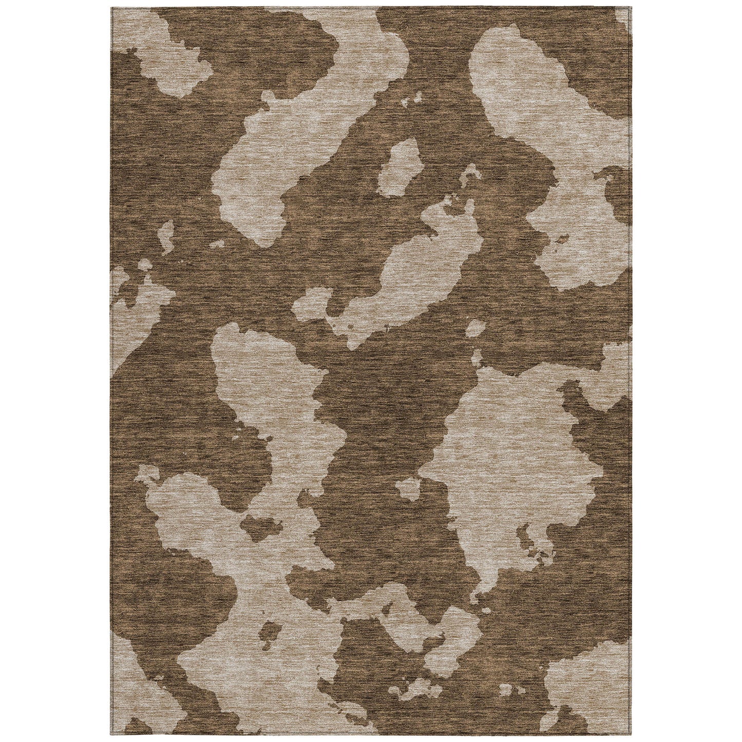 9' X 12' Brown And Beige Abstract Washable Indoor Outdoor Area Rug