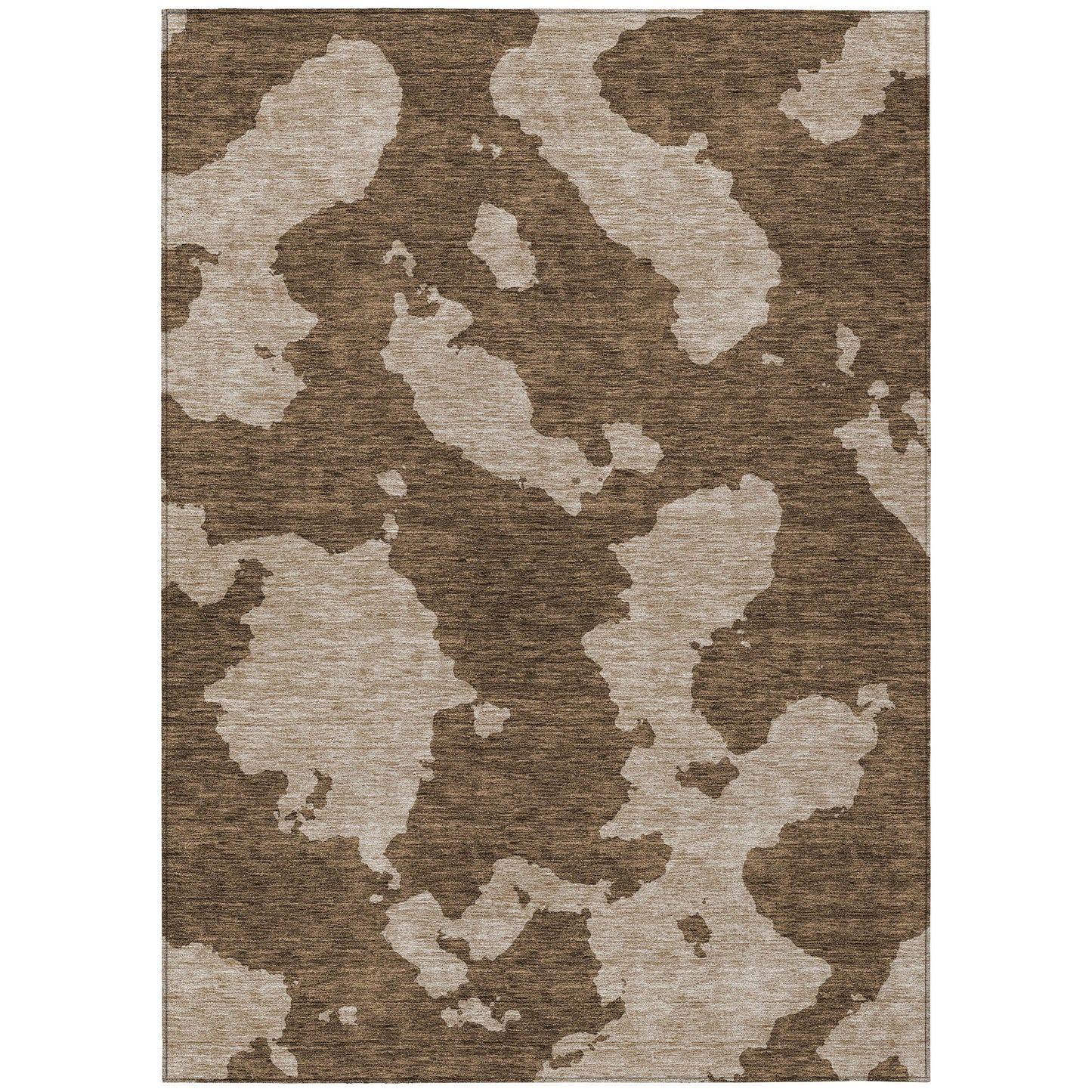 9' X 12' Brown And Beige Abstract Washable Indoor Outdoor Area Rug