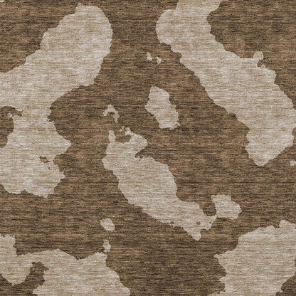 9' X 12' Brown And Beige Abstract Washable Indoor Outdoor Area Rug