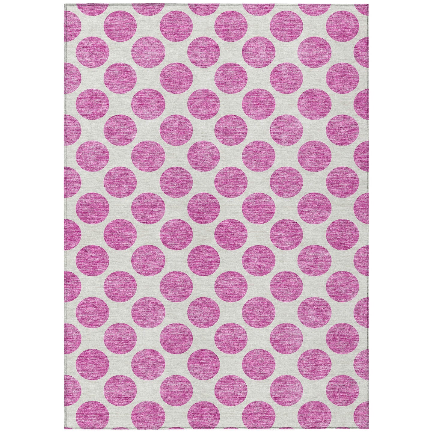 5' X 8' Blush And Ivory Polka Dot Washable Indoor Outdoor Area Rug