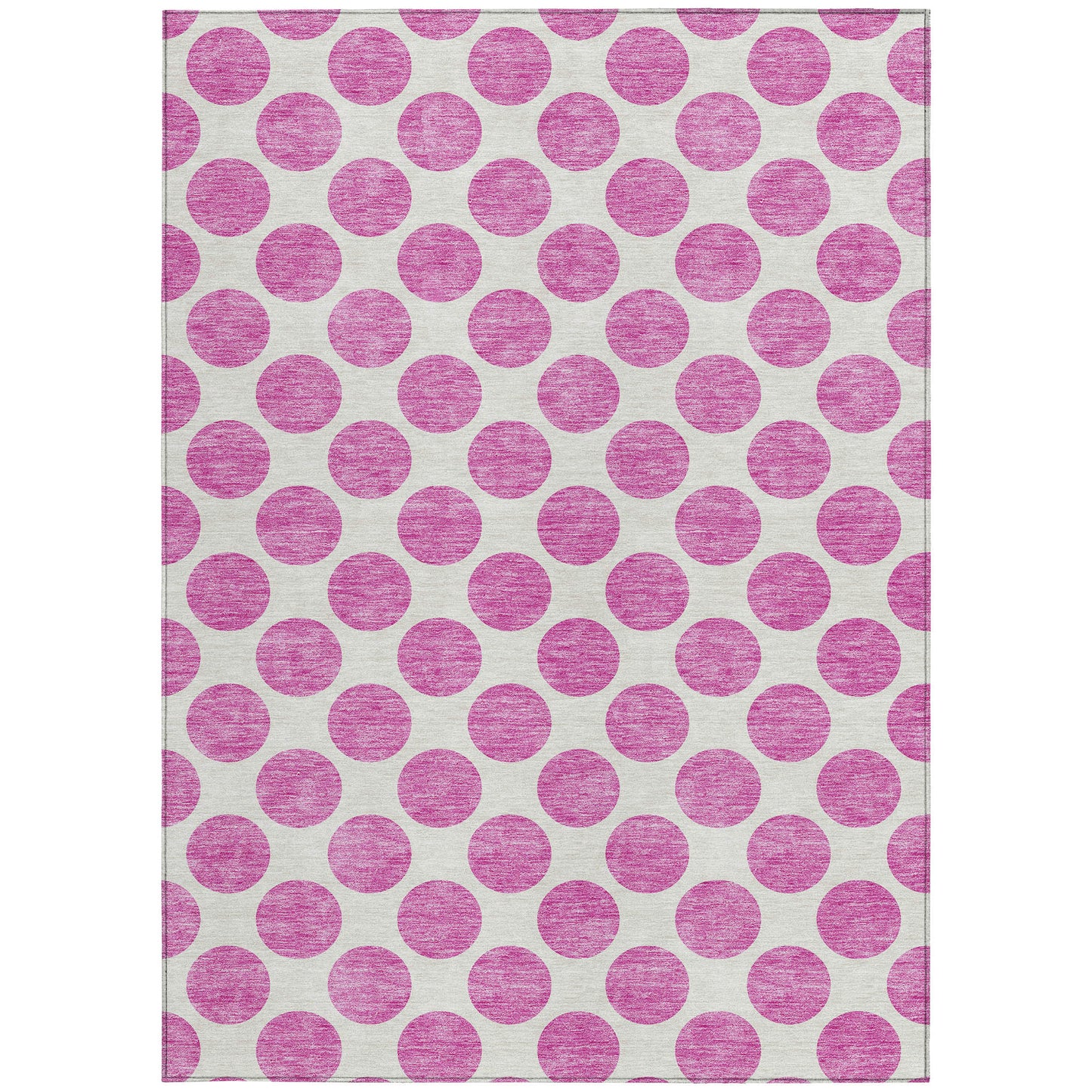 5' X 8' Blush And Ivory Polka Dot Washable Indoor Outdoor Area Rug