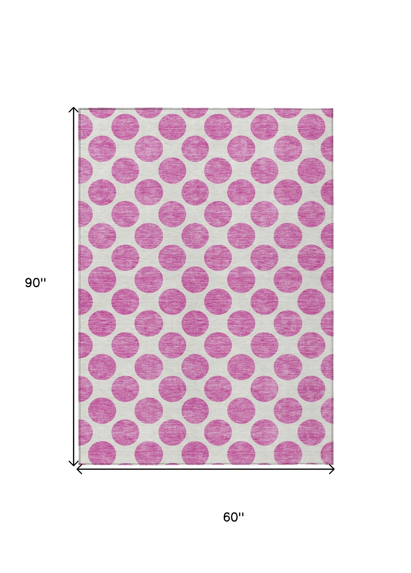 5' X 8' Blush And Ivory Polka Dot Washable Indoor Outdoor Area Rug