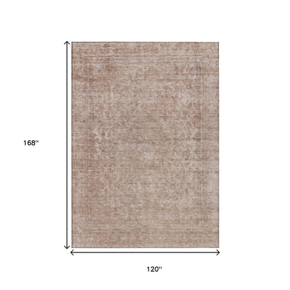 10' X 14' Copper And Beige Abstract Washable Indoor Outdoor Area Rug
