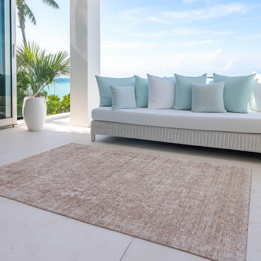 10' X 14' Copper And Beige Abstract Washable Indoor Outdoor Area Rug