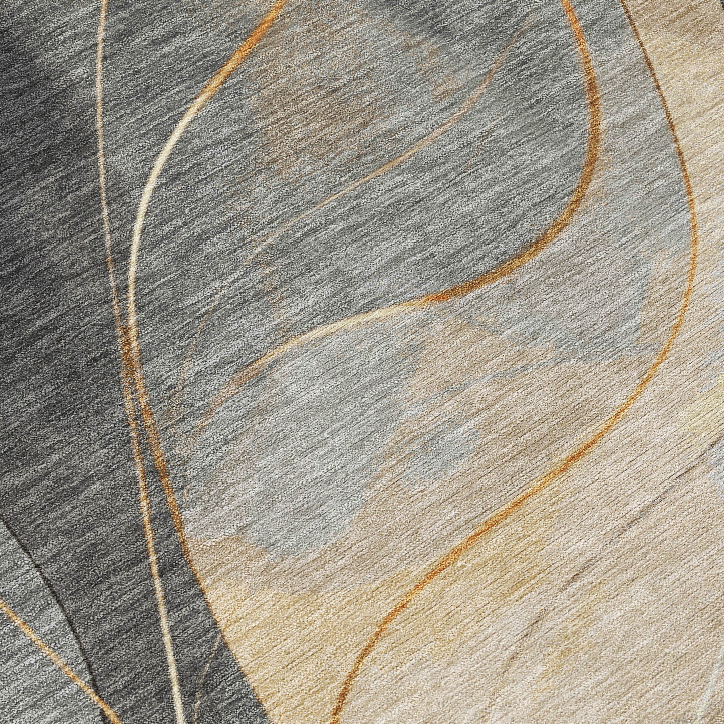 8' Gray Silver And Rust Round Abstract Washable Indoor Outdoor Area Rug