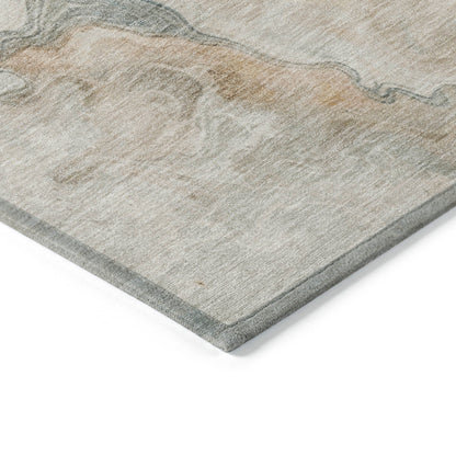 8' X 10' Teal Blue Coral And Ivory Abstract Washable Indoor Outdoor Area Rug