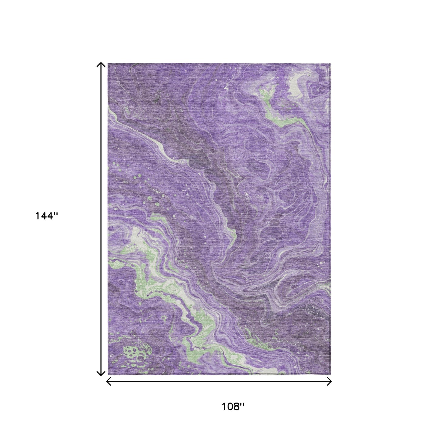 9' X 12' Purple Mint Green And Ivory Abstract Washable Indoor Outdoor Area Rug