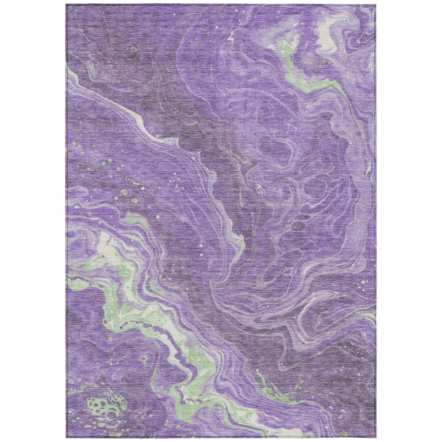 9' X 12' Purple Mint Green And Ivory Abstract Washable Indoor Outdoor Area Rug
