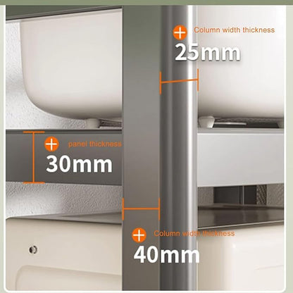 Microwave Stand with Adjustable Shelving, Freestanding Metal Storage Rack for Kitchen, Rolling Caster Bakers Rack for Dishes, Spices, Pots, and Pans - Space-Saving Solution