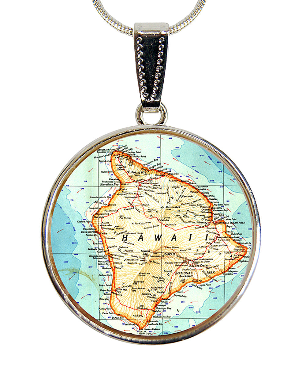 Hawaii Silver-Plated Mother of Pearl Jewelry Pendant Necklace - 44057