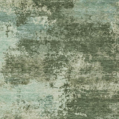 10' X 14' Artichoke Green And Pale Aqua Abstract Washable Indoor Outdoor Area Rug