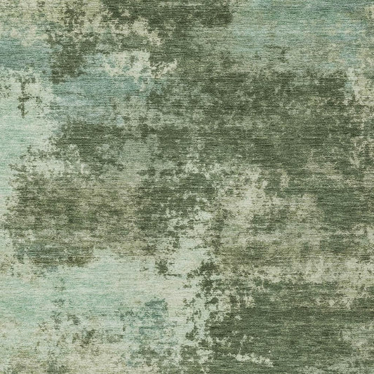 10' X 14' Artichoke Green And Pale Aqua Abstract Washable Indoor Outdoor Area Rug