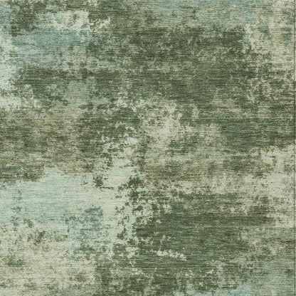10' X 14' Artichoke Green And Pale Aqua Abstract Washable Indoor Outdoor Area Rug