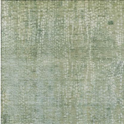 10' X 14' Green And Ivory Abstract Washable Indoor Outdoor Area Rug